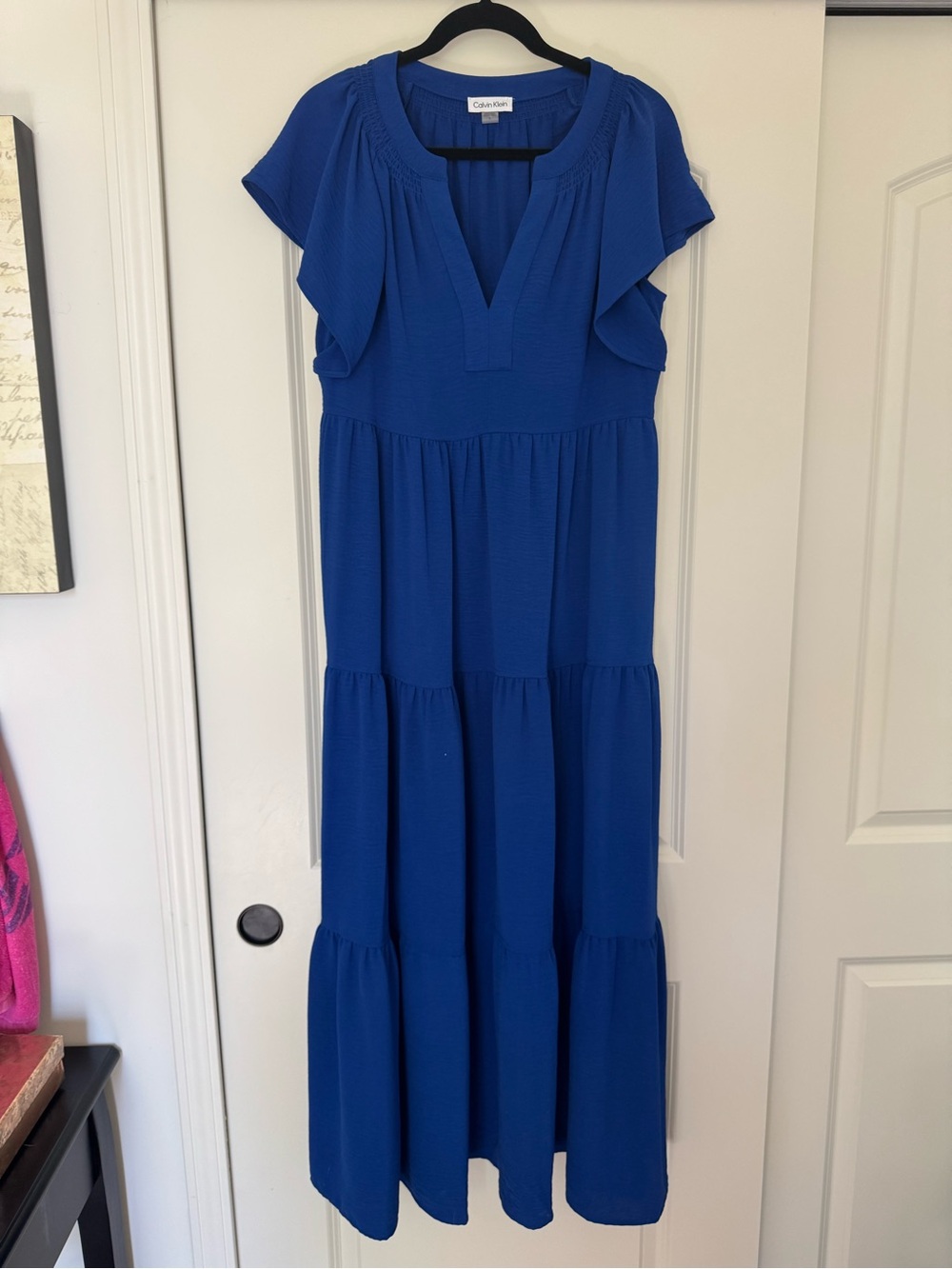Calvin Klein Women’s Royal Blue Tiered V-Neck Dress